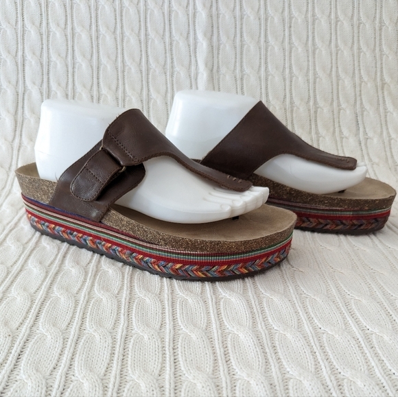 Espadrille Cork Platform Sandals 10 Brown Multi color Thong Sandal rainbow - Picture 12 of 12